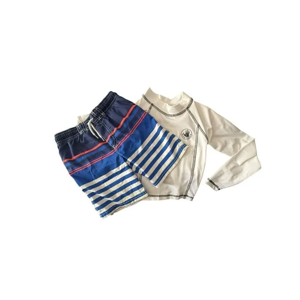 Boys Size 5 Swimwear Bundle Body Glove Rash Guards Swim Trunks Lot of 4